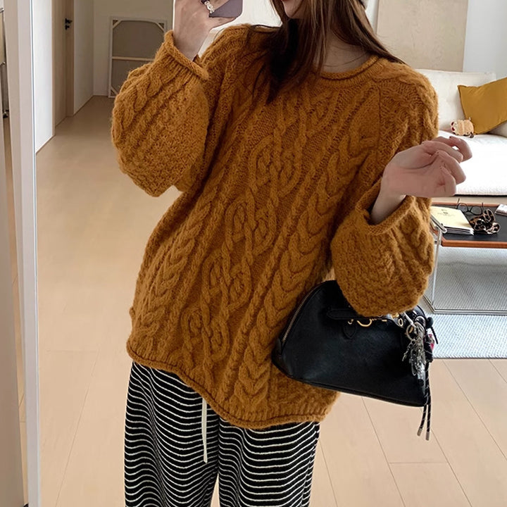 Women chunky knit sweater with relaxed fit and generous sleeves Lune London