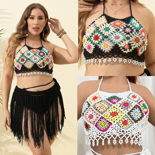 Ladies Top Crop Vintage Crochet Lune London