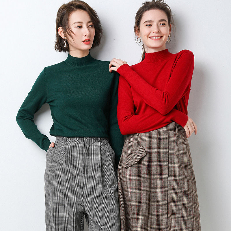 Femme Pull Fin Tricot Col Montant Chic & Stil
