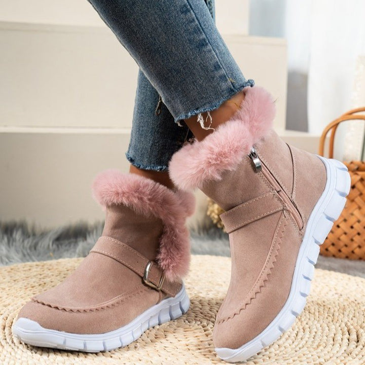 Lune London women's winter boots lined with comfortable zipper and decorative buckle