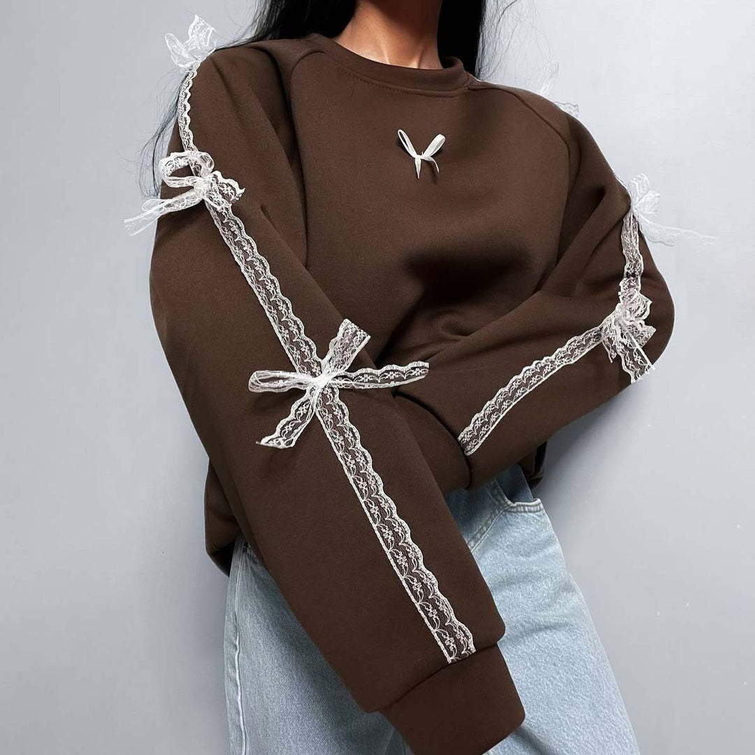 Ladies elegant sweatshirt with unique tie belts Lune London