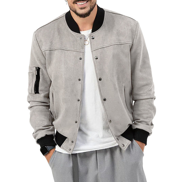 Trendy bomber jacket for men with practical zip pockets and elastic cuffs Lune London