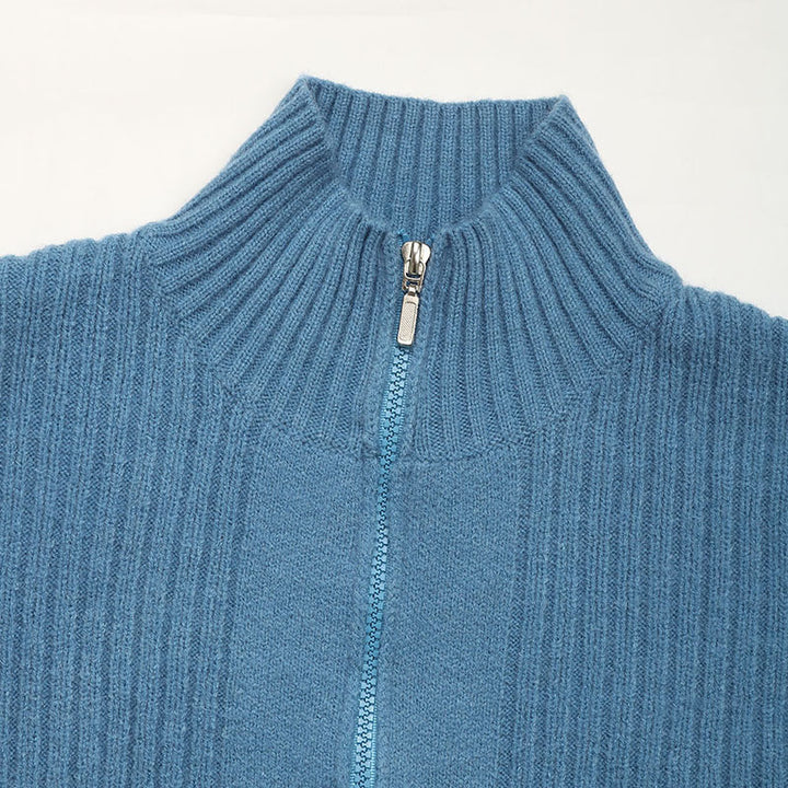 Knit jacket for women with high collar and zipper Lune London