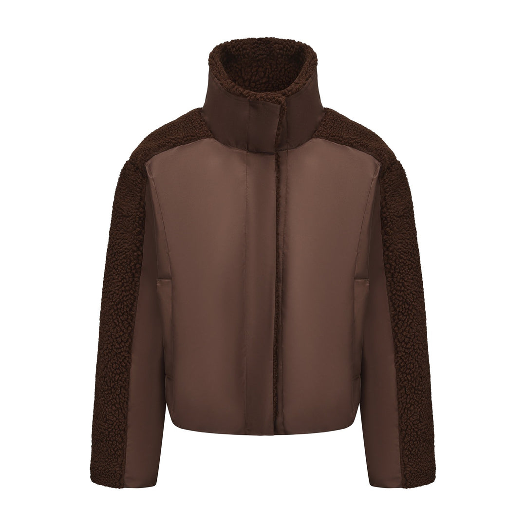 Ladies transitional jacket with fleece details and high collar Lune London