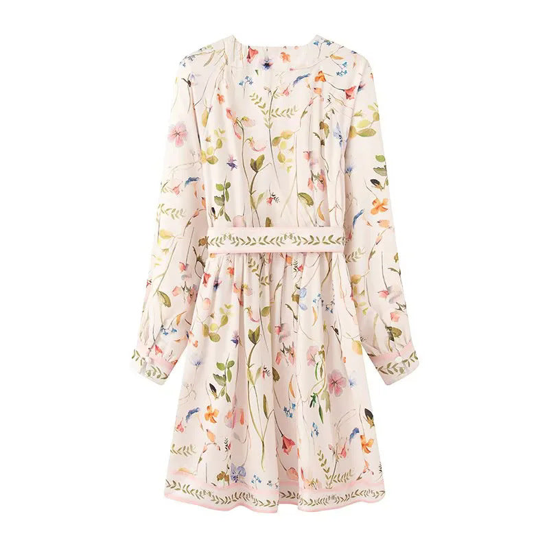 Kimono dress for women with floral pattern and waist belt Lune London