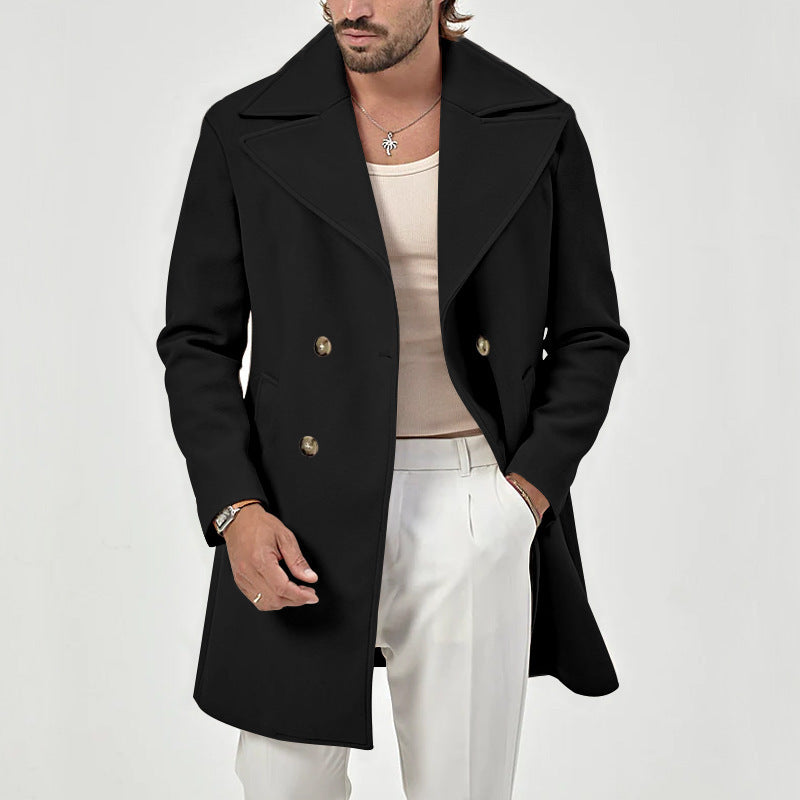 Elegant wool coat for men with double-breasted and modern fit Lune London
