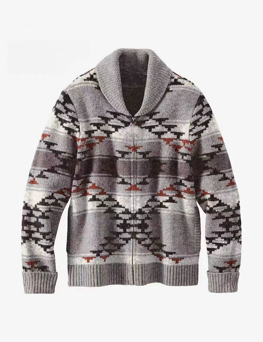 Ladies comfortable vest with high collar and geometric pattern Lune London