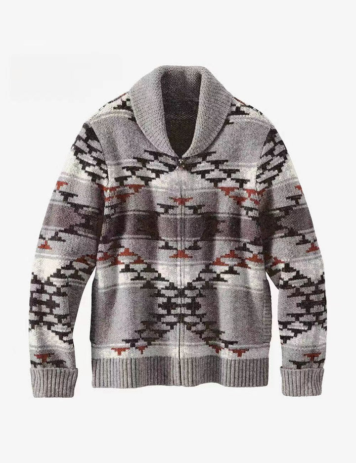 Ladies comfortable vest with high collar and geometric pattern Lune London
