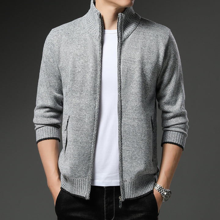 Men's fleece jacket with high collar and practical zip pockets Lune London