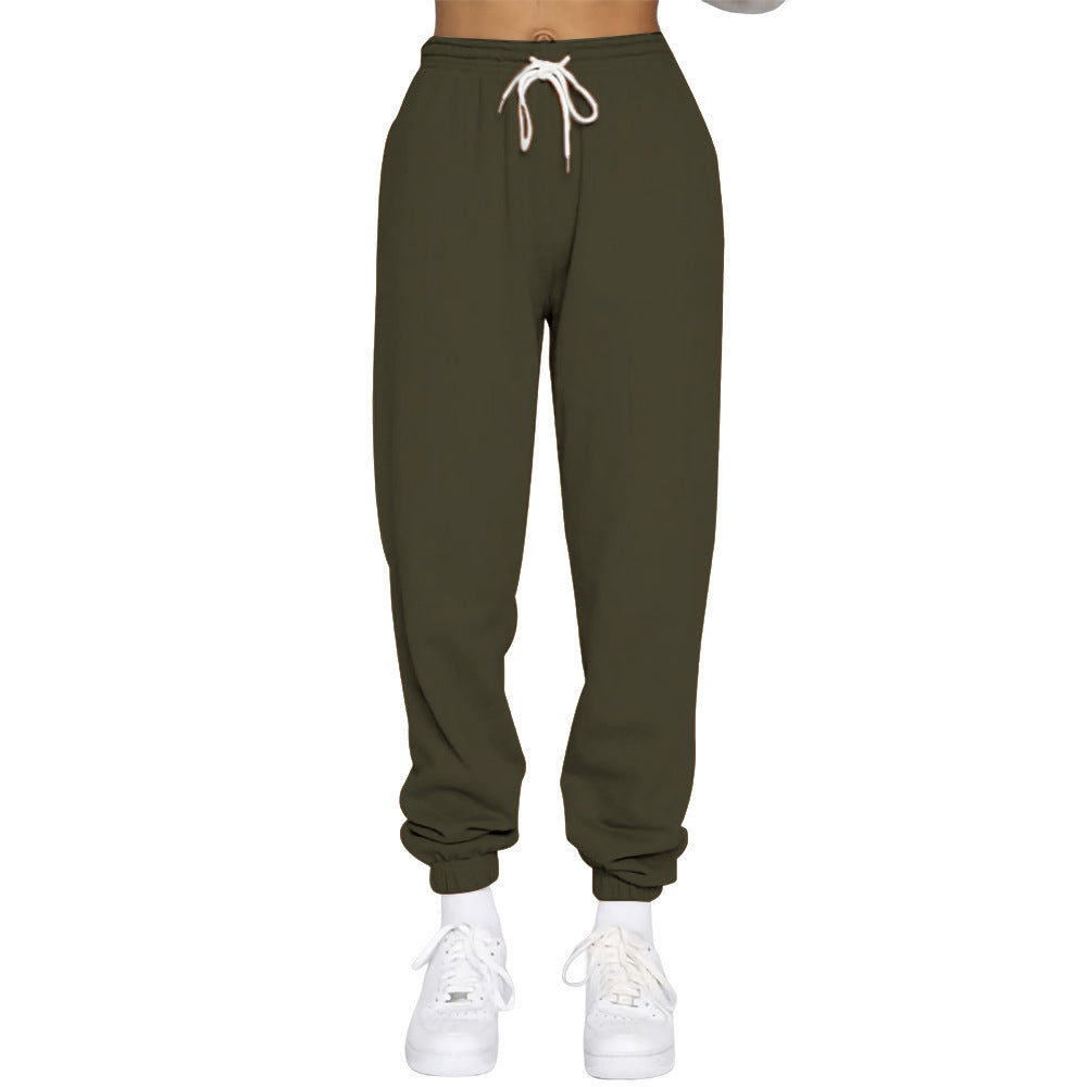 Sporty high-waisted jogger pants for women with drawstring Lune London