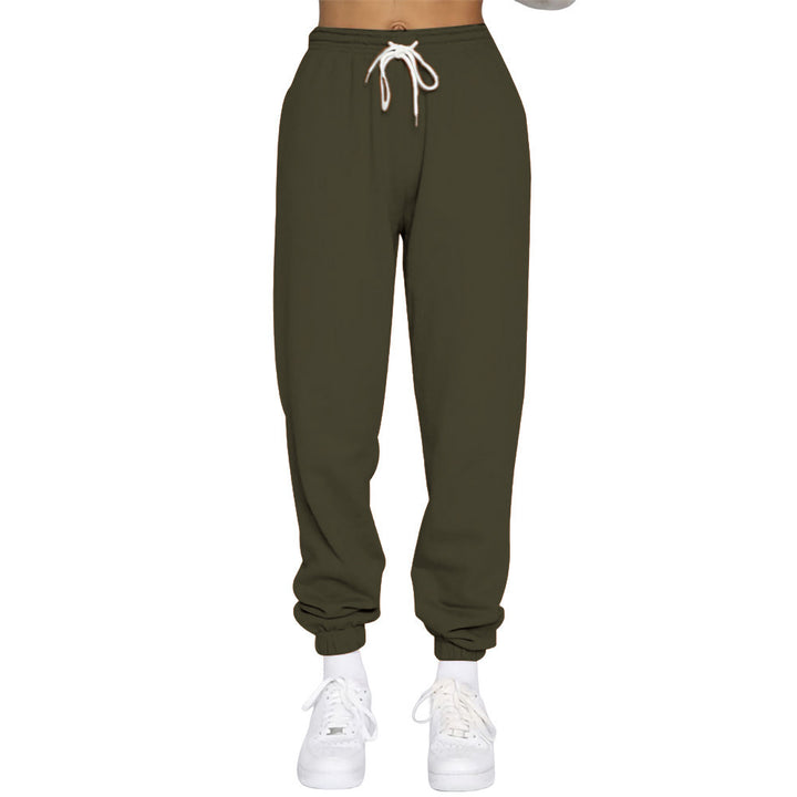 Sporty high-waisted jogger pants for women with drawstring Lune London