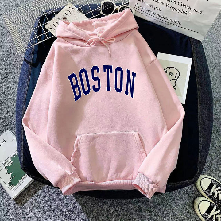 Women's hoodie with classic Boston print Chic & Stil