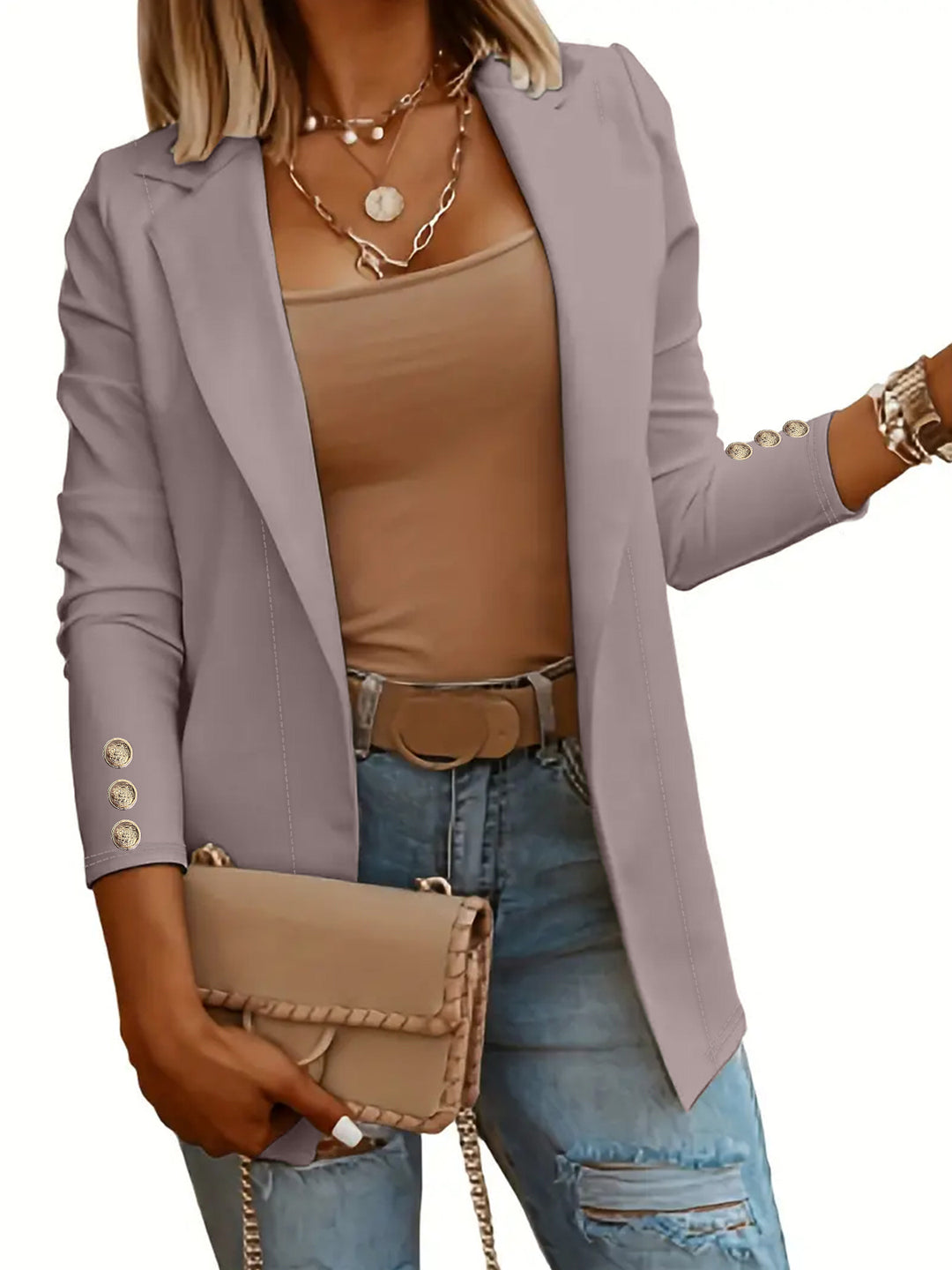Ladies elegant blazer with trendy button details Lune London