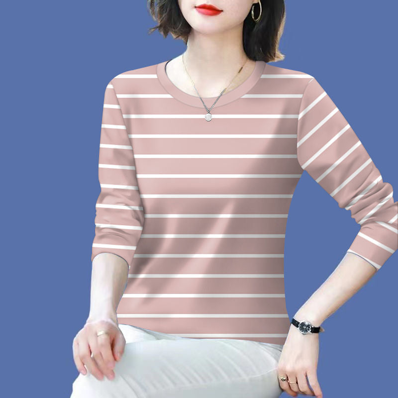 Chemise à manches longues rayée décontractée pour femmes Chic & Stil
