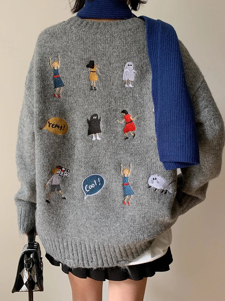 Pull en maille épaisse pour femmes avec broderie unique Chic & Stil