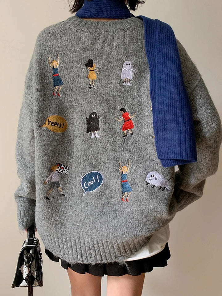 Pull en maille épaisse pour femmes avec broderie unique Chic & Stil