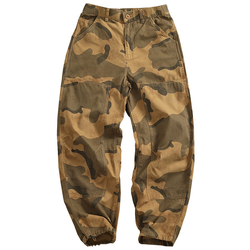 Men's cargo pants with stylish camouflage design featuring an elastic waistband and practical pockets Lune London