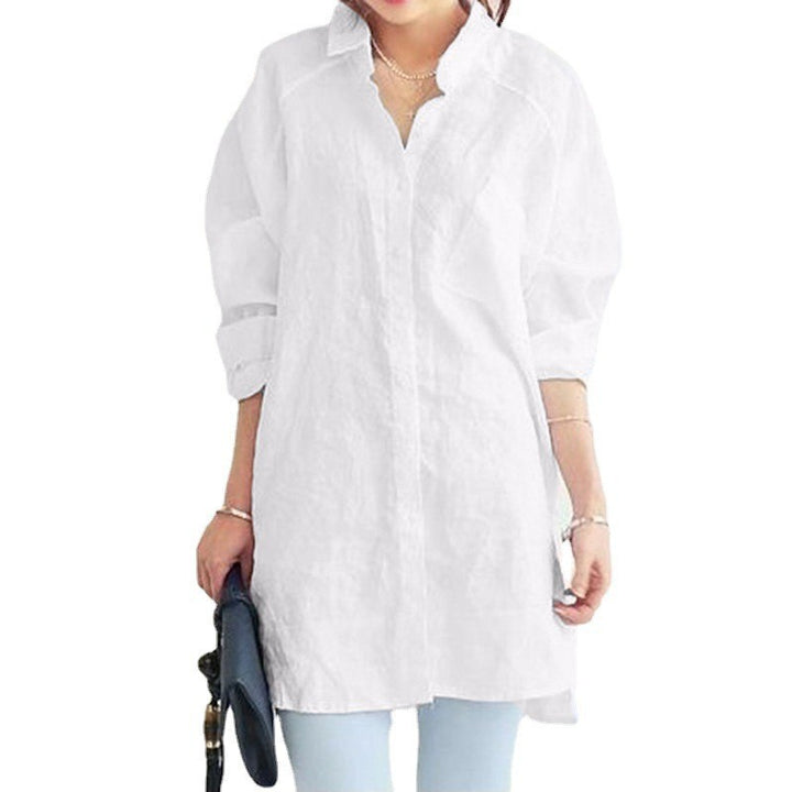 Ladies Oversized Linen Button-Up Tunic Lune London