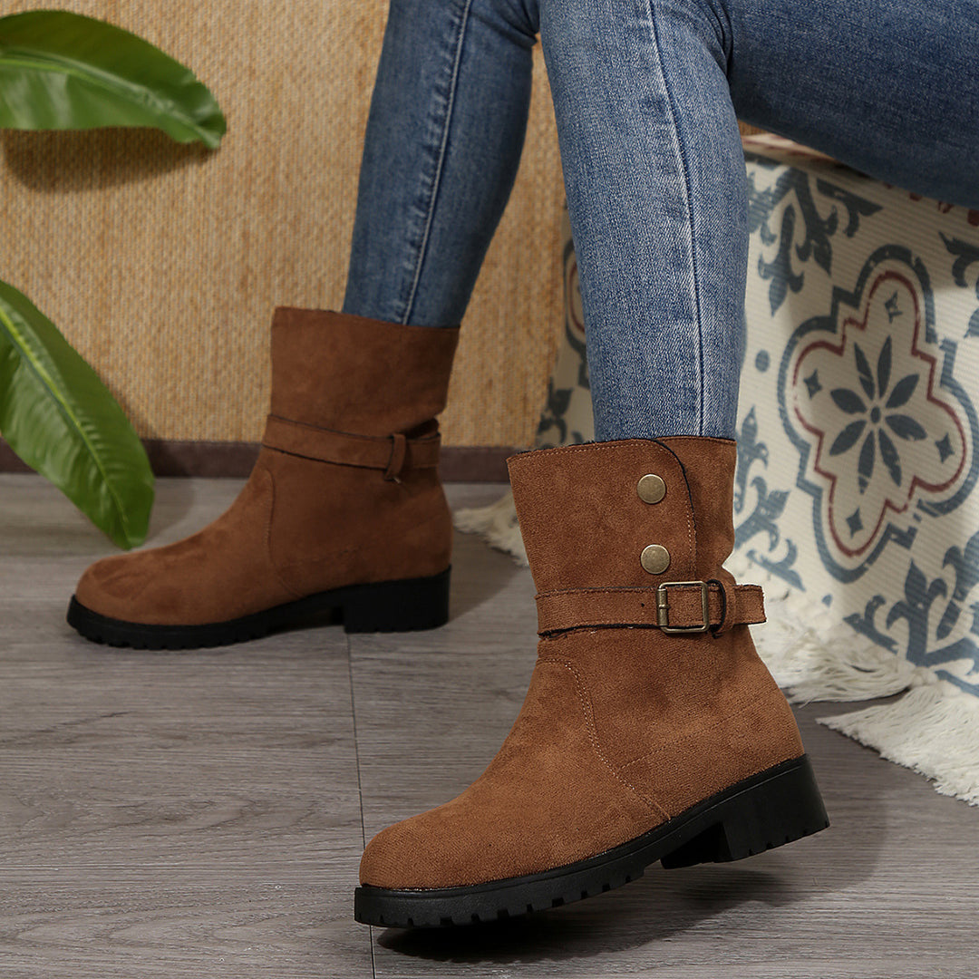 Fashionable women's boots with stylish buckles and a trendy design Lune London