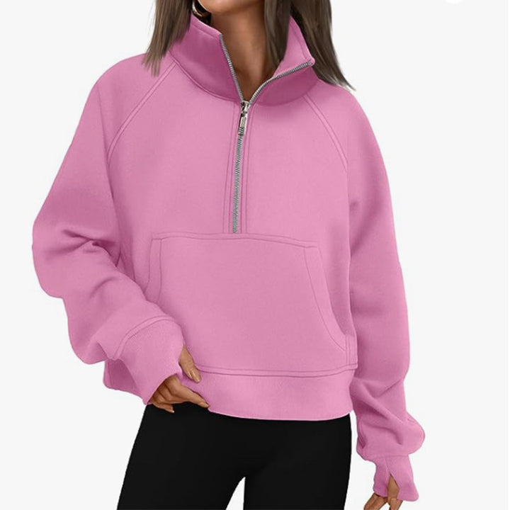 Women's sweater with high collar and zipper Lune London