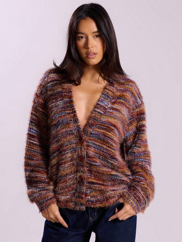 Casual women’s cardigan in structured plush fabric Lune London