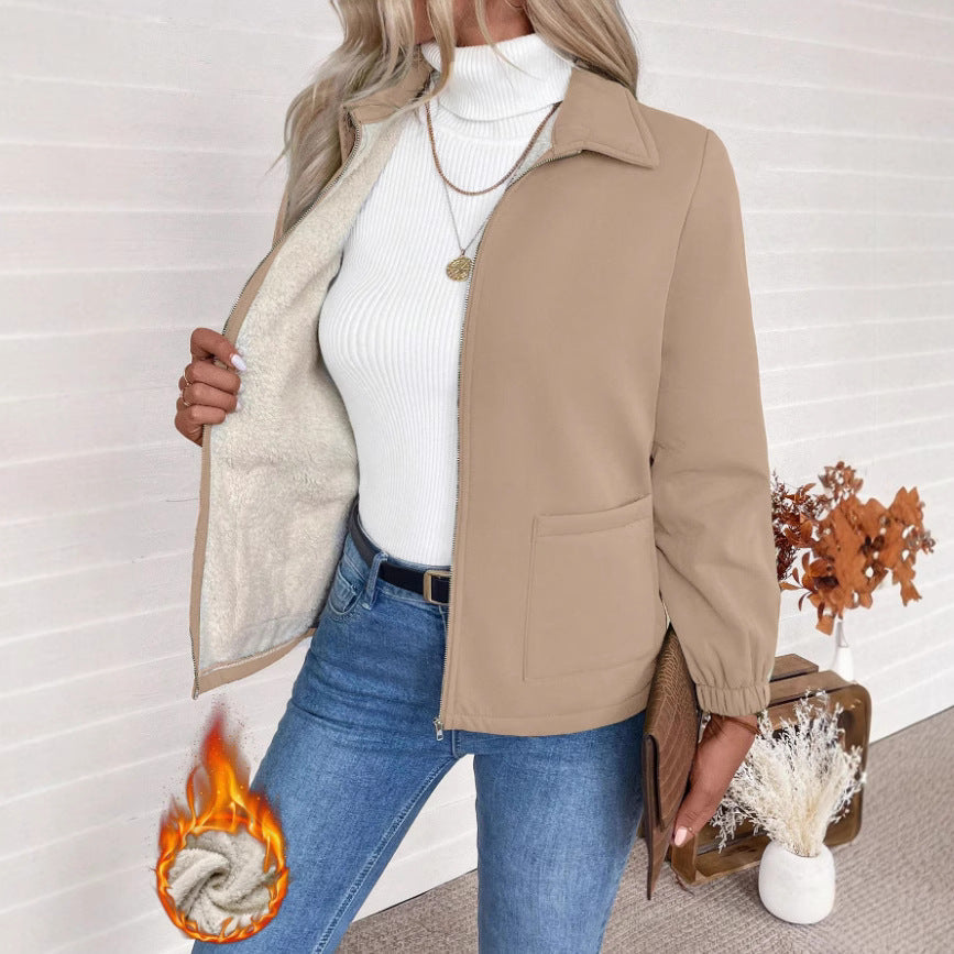 Casual zip-up jacket for women with practical side pockets and elastic cuffs Lune London