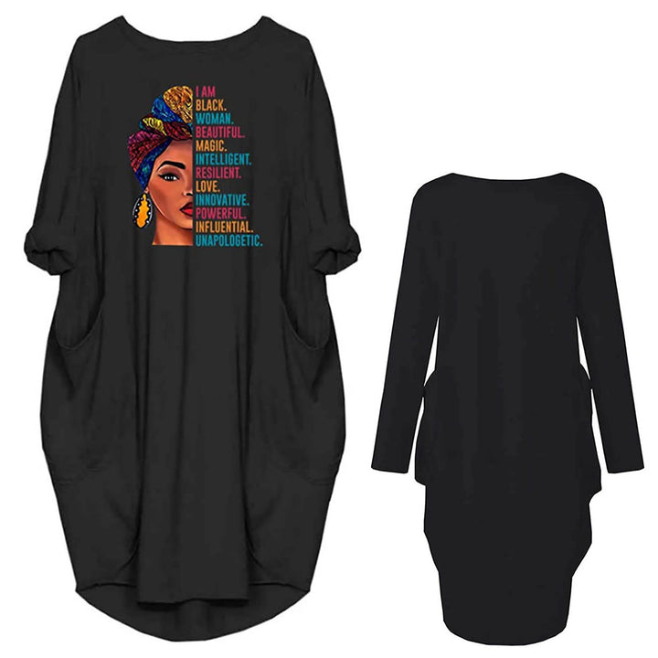 Dress for women with a relaxed fit, creative pattern and practical pockets Lune London