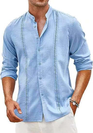 Men's leisure shirt with mandarin collar and buttons Lune London