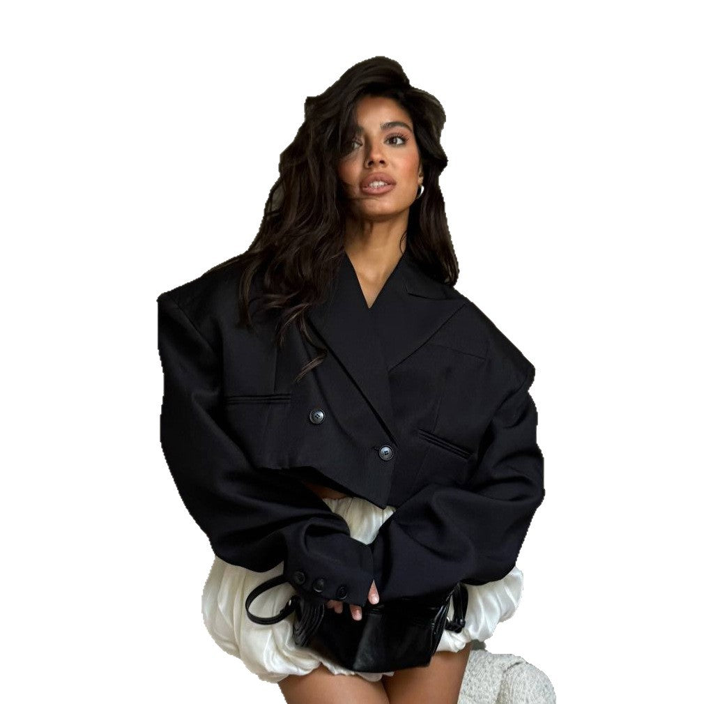 Oversized women's jacket with double button and wide shoulder Lune London