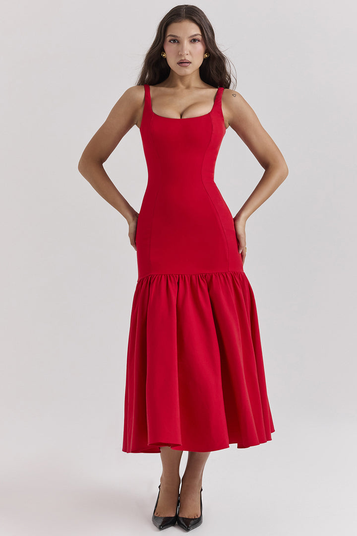 Glamorous maxi dress for women with flared skirt and fitted top Chic & Stil
