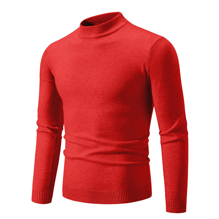 Men's Fine Knit Pullover with High Collar and Elastic Cuffs Lune London