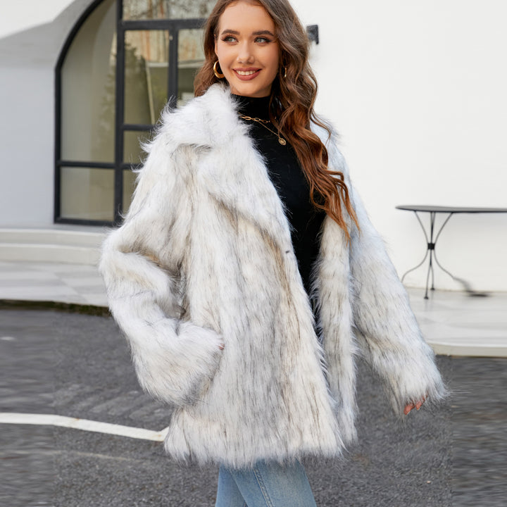 Ladies Luxury Faux Fur Jacket with Soft Collar Lune London