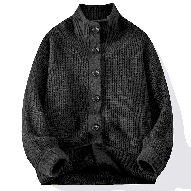 Knitted jacket for women with structured design and button placket Lune London