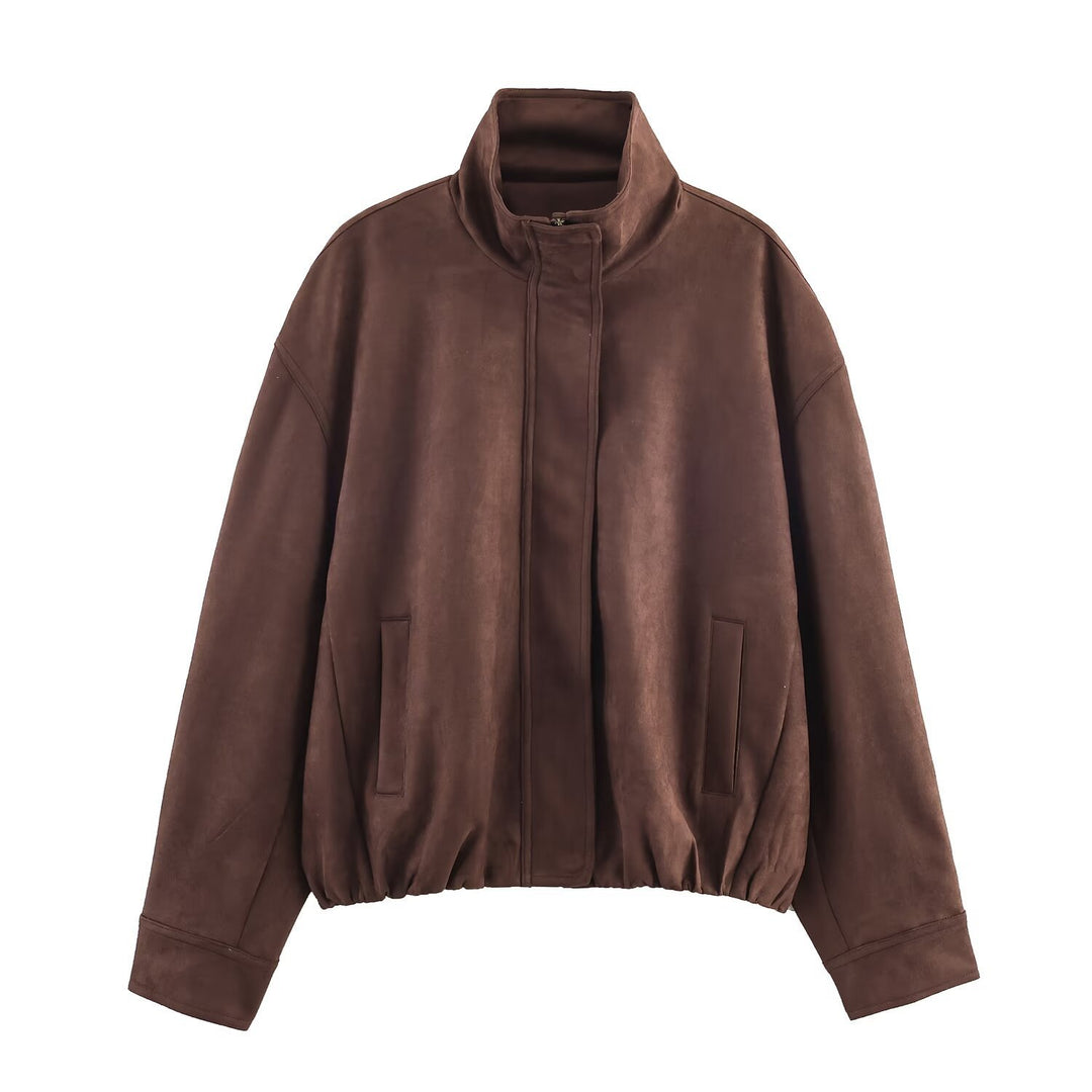 Fashion women's jacket with high collar and elastic belt Lune London