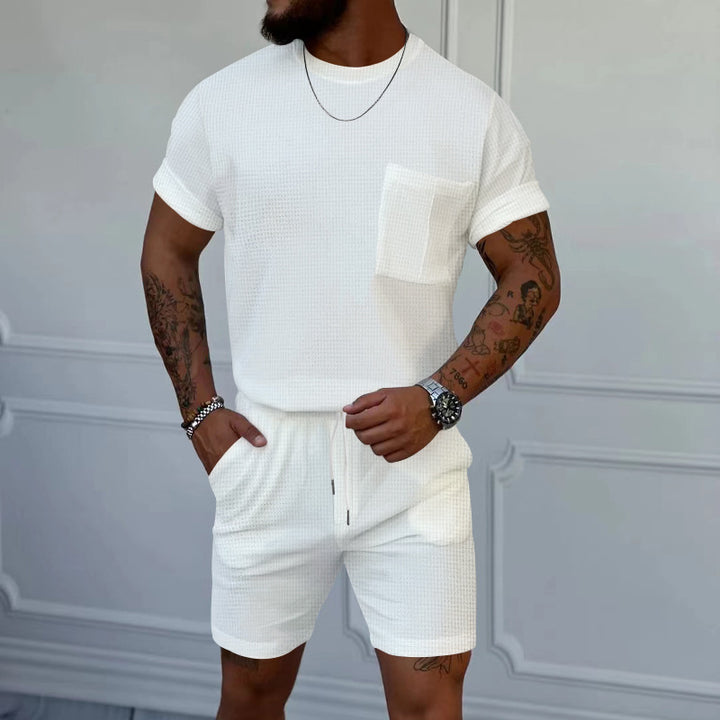 Men's comfortable short-sleeve set with elastic waistband and handy pockets Lune London