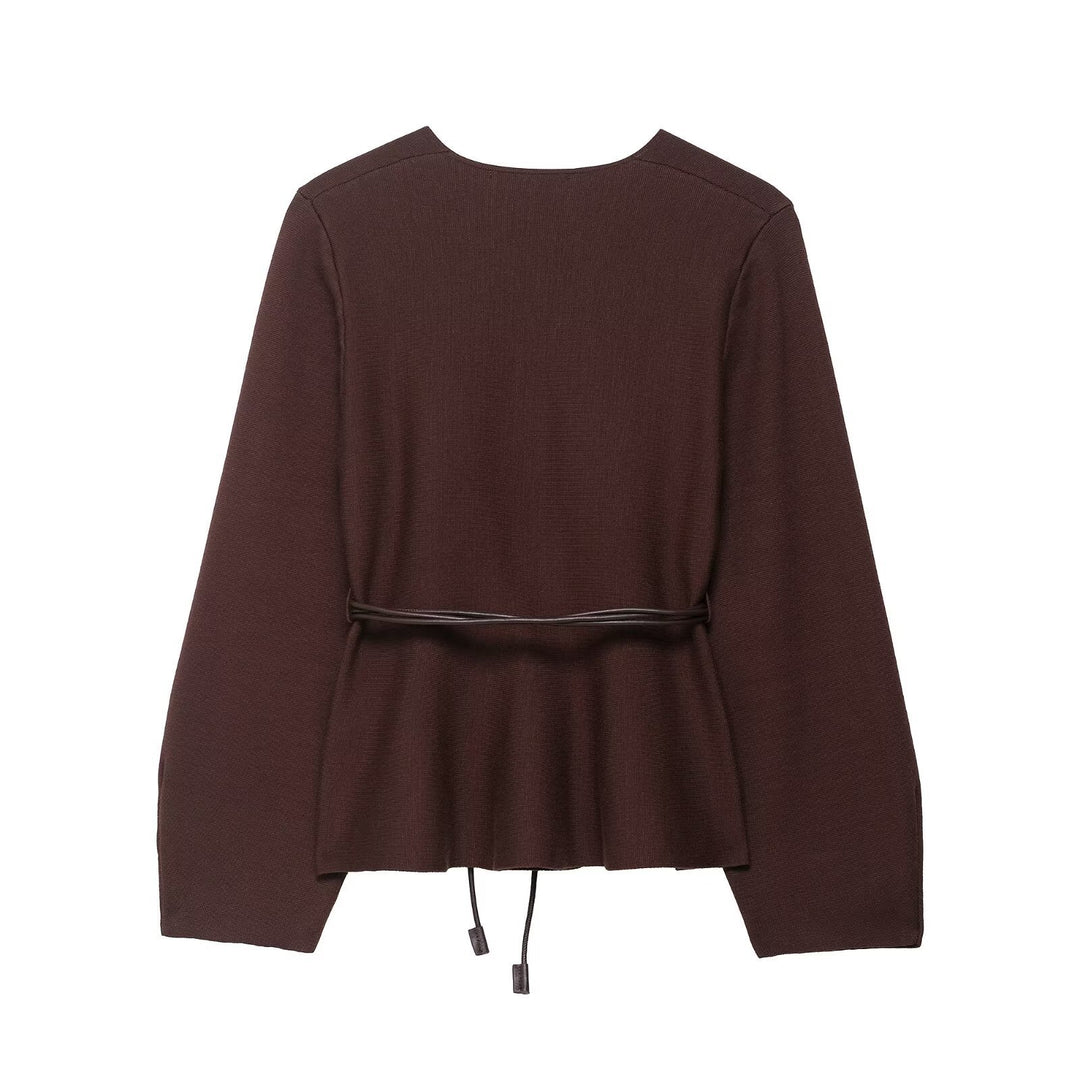 Ladies elegant wrap jacket with belt at waist Lune London