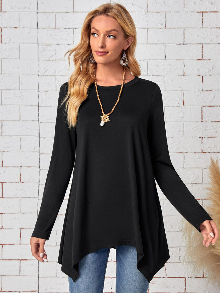 Women long top with asymmetrical hem and relaxed fit Lune London
