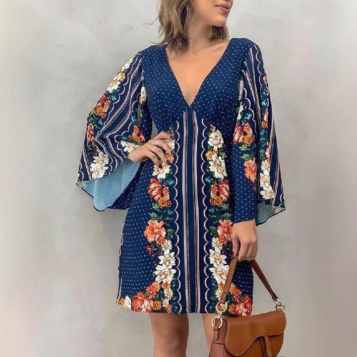 Bohemian Chic style bell sleeve mini dress