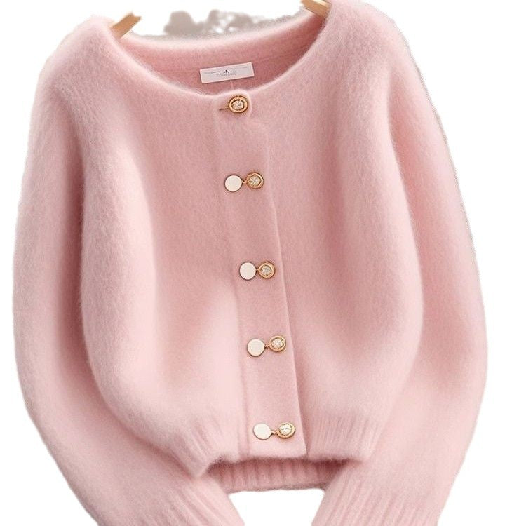 Cardigan confortable pour femmes avec des détails de boutons dorés Chic & Stil