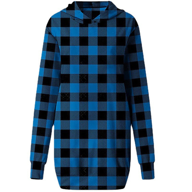 Hooded dress for women with checkered pattern and practical side pockets Lune London