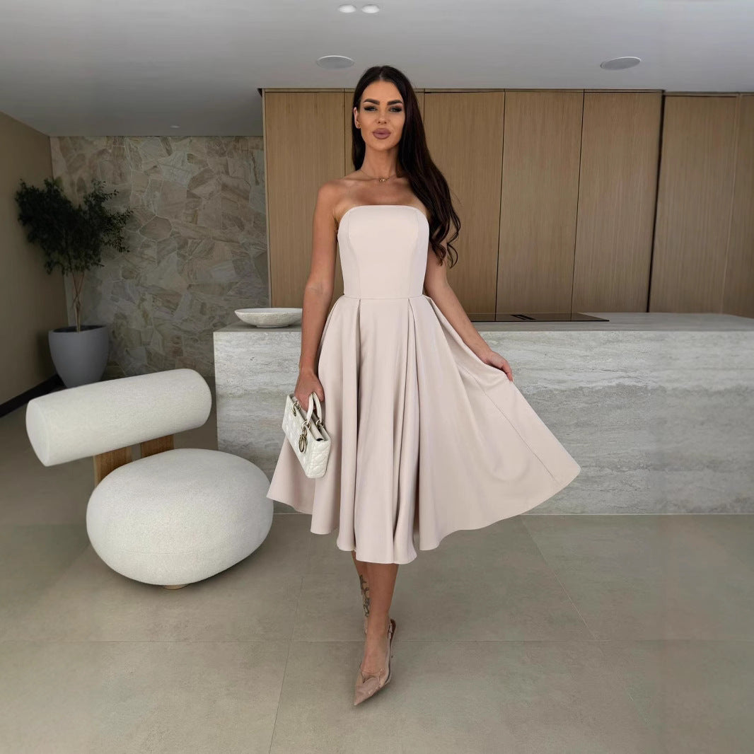 A-line strapless dress for ladies Lune London