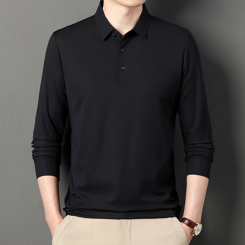 Modern long sleeve polo shirt for men in breathable functional material Lune London