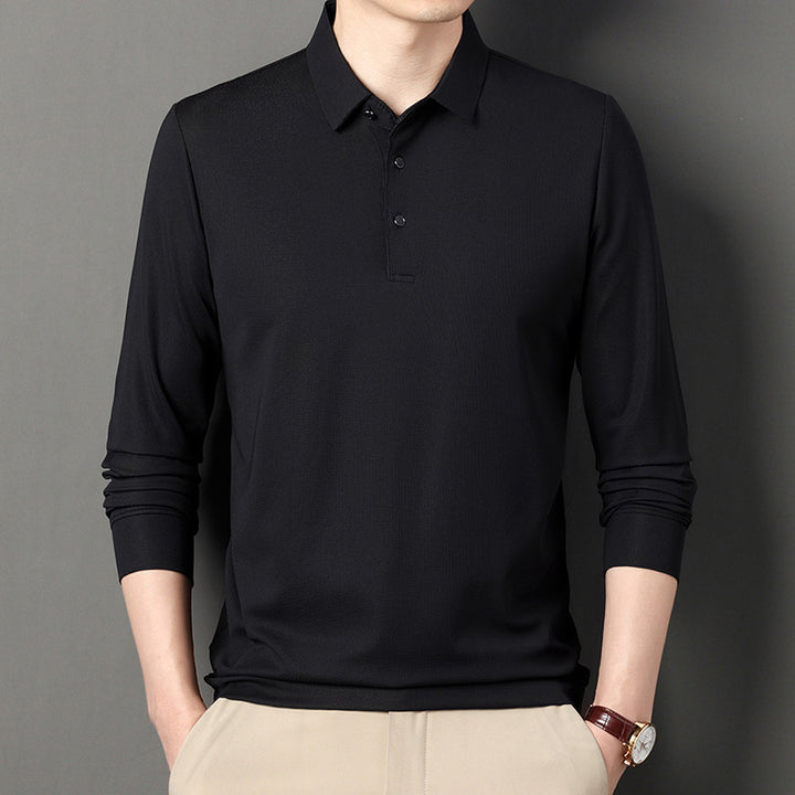 Modern long sleeve polo shirt for men in breathable functional material Lune London