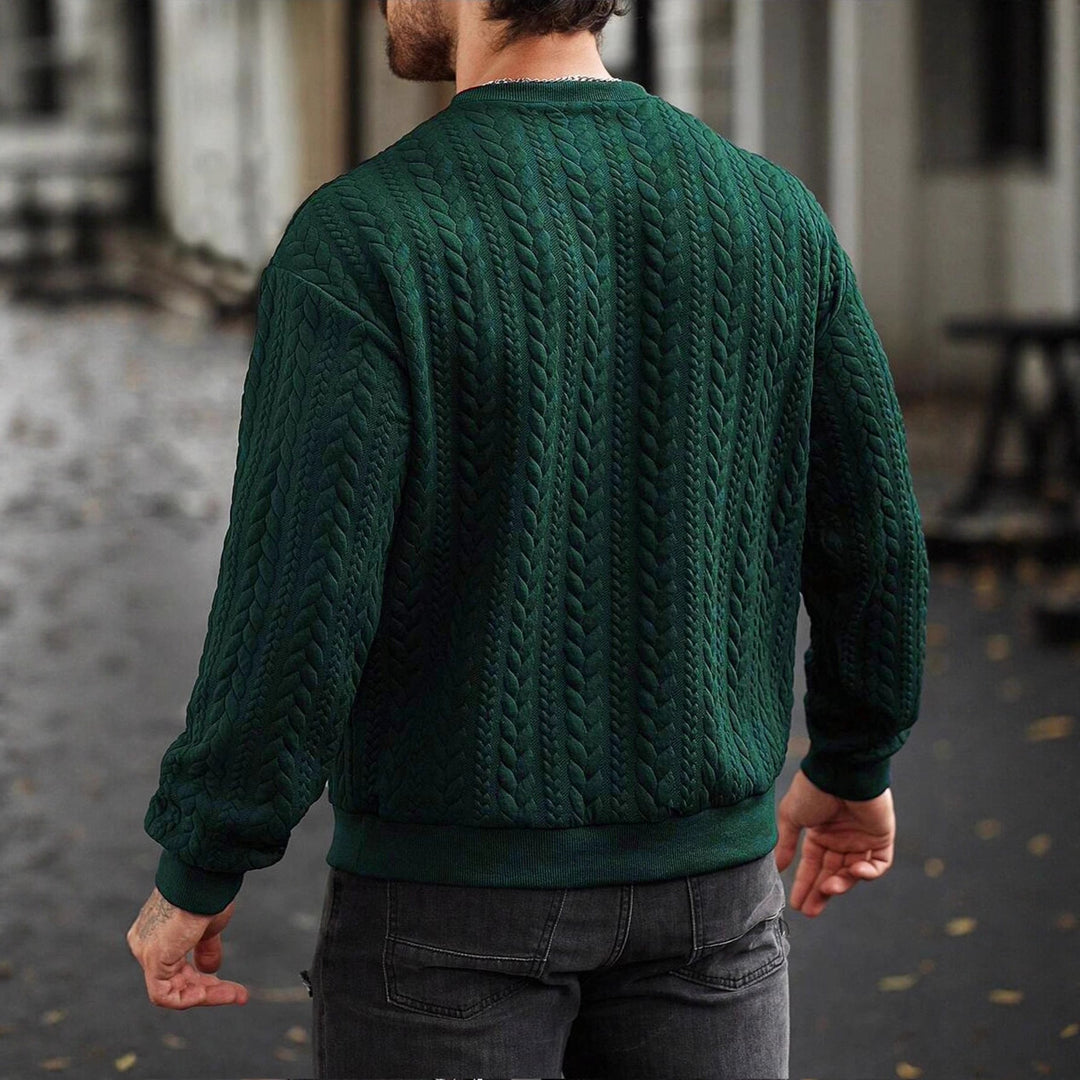 Men's Knitted Sweater with Textured Pattern Lune London