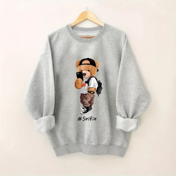 Sweatshirt pour femmes avec design artistique d'ours et coupe décontractée Chic & Stil