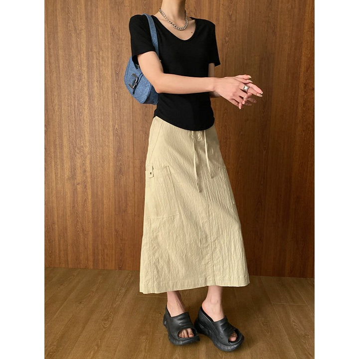 Ladies Elegant Maxi Skirt with Practical Pockets Chic & Stil