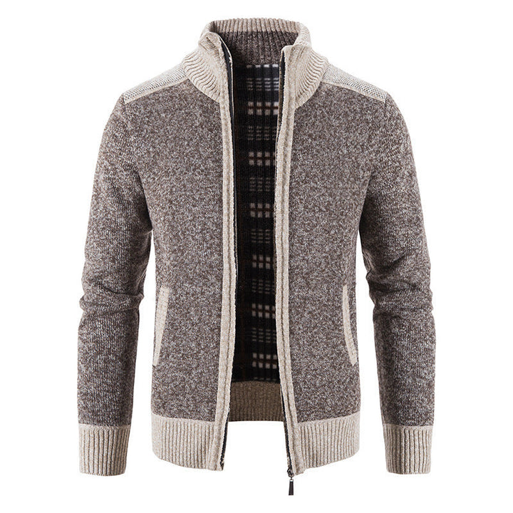 Lune London | Men's Cardigan with Modern Stand-Up Collar and Textured Design