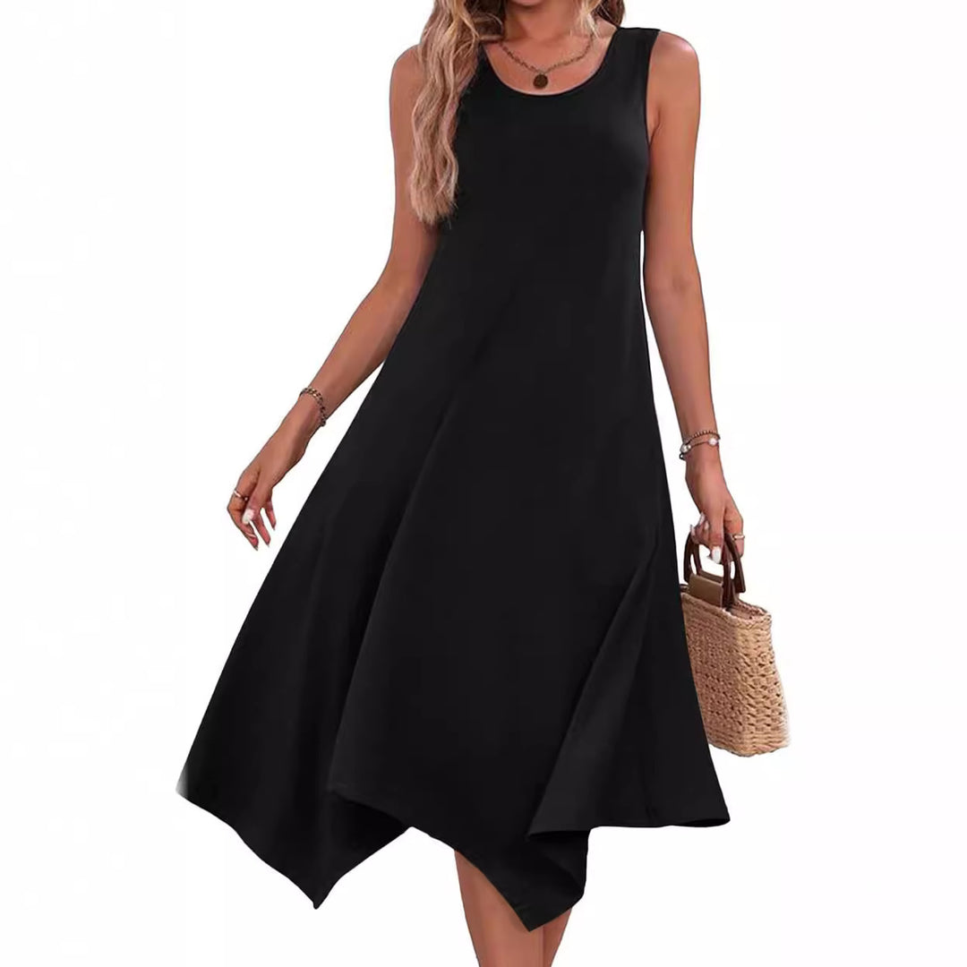 Summer shirt dress for women with asymmetrical hem and eye-catching pattern Lune London