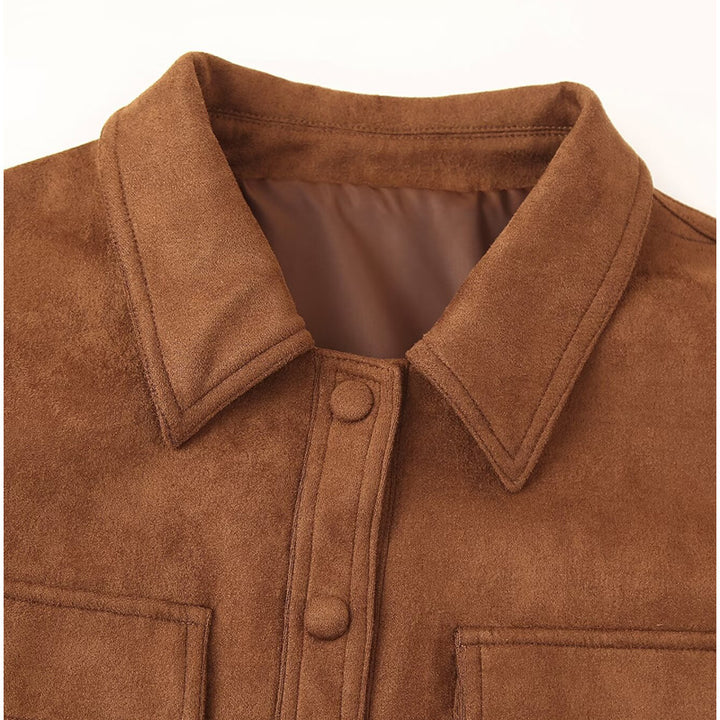 Trendy short vintage cut women's jacket made of high-quality suede material Lune London