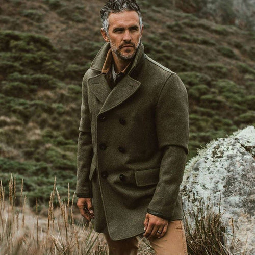 Elegant wool coat for men with double-breasted buttons and soft inner lining Lune London